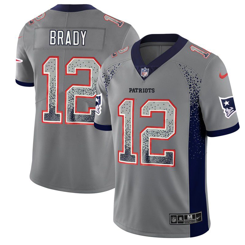 Men New England Patriots #12 Brady Grey Nike Drift Fashion Color Rush Limited NFL Jerseys